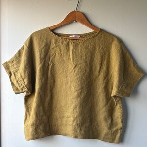 Linenfox Mona Top in Olive Green, XS